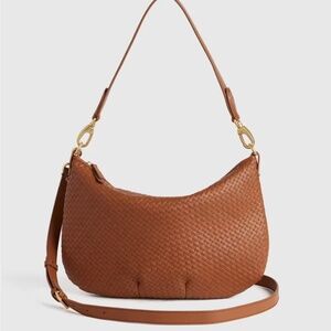 Quince Italian Leather Convertible Crescent Handwoven Shoulder Bag